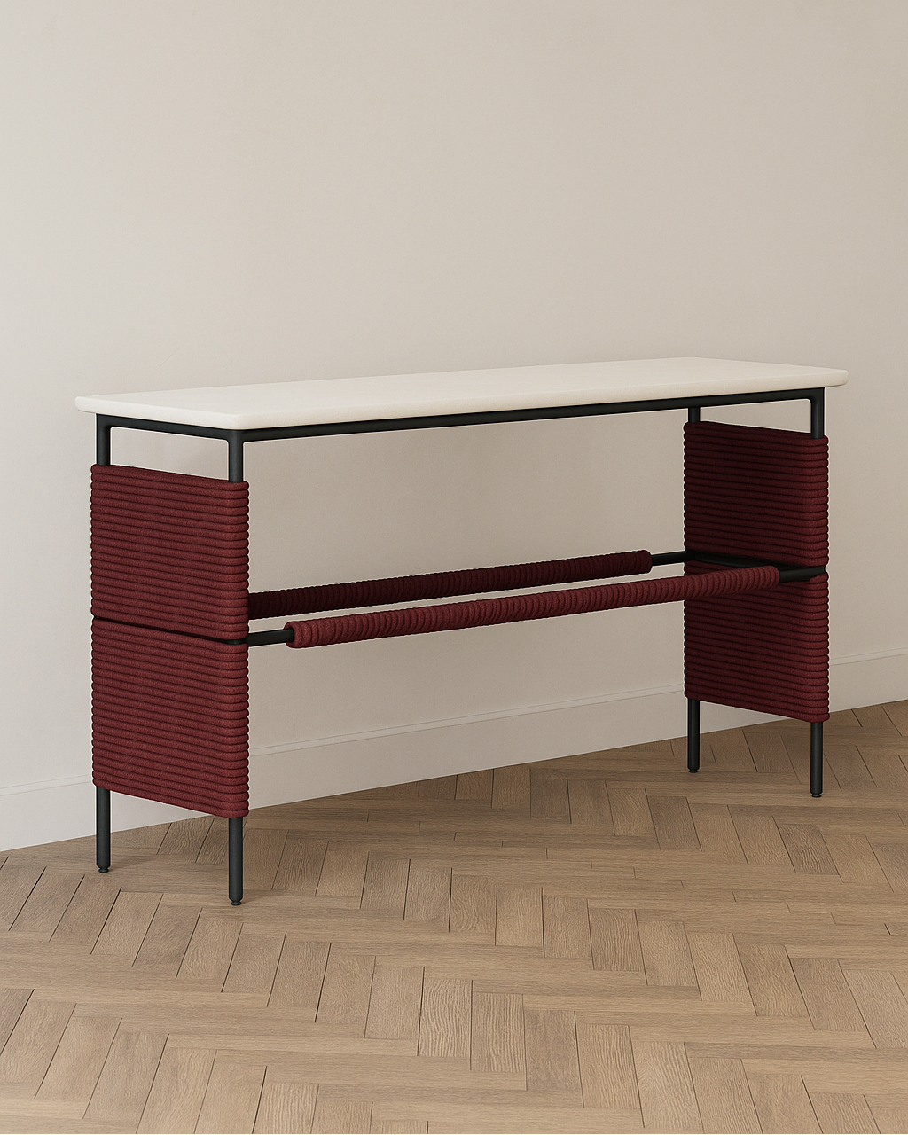Leather Wrapped Console Table
