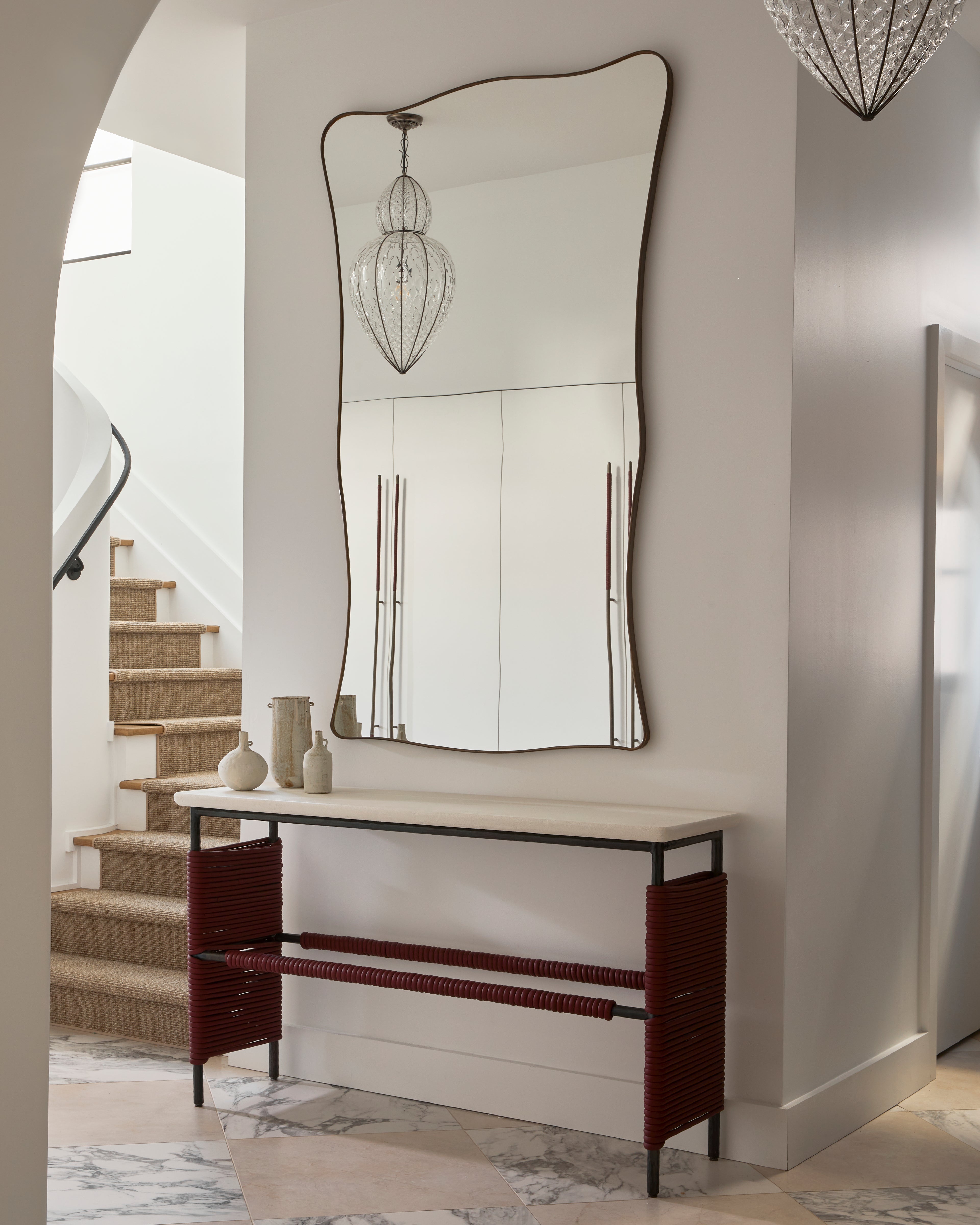 Leather Wrapped Console Table